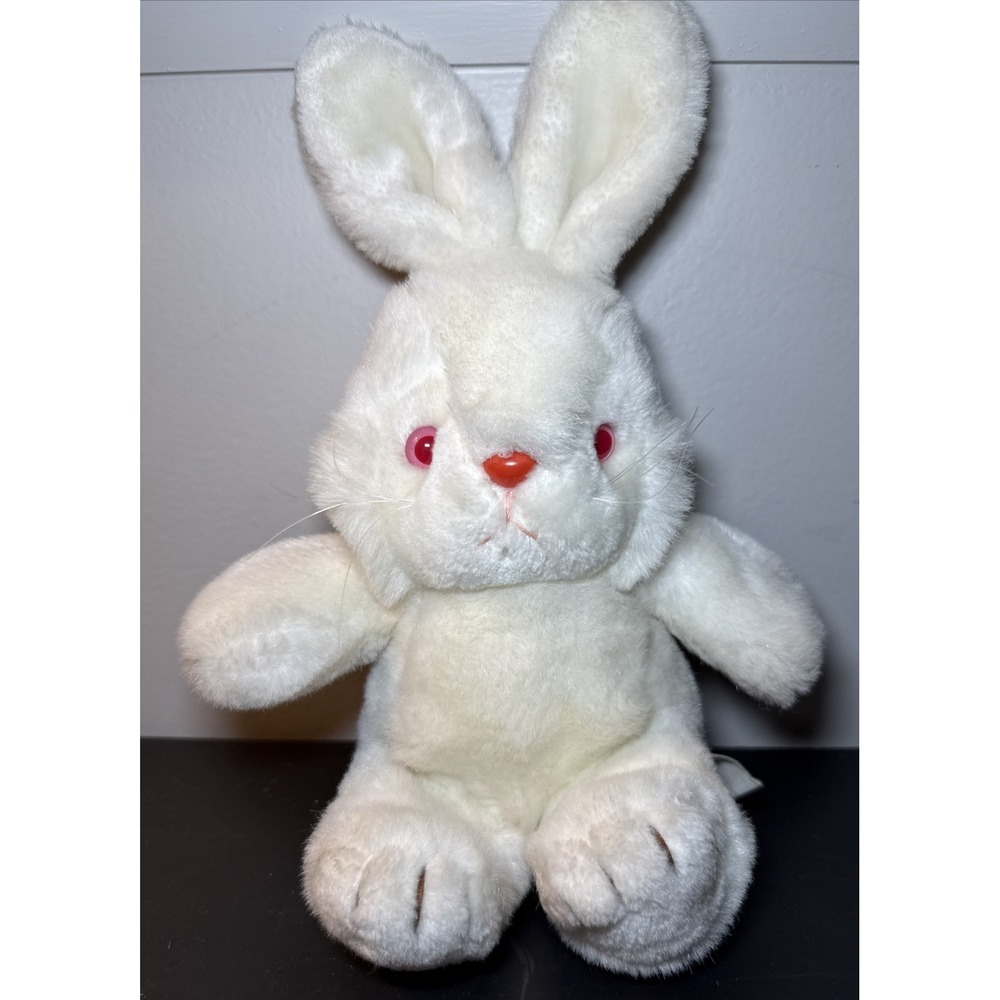 Vintage White Albino Bunny Rabbit‎ 12" Plush Red Eyes & Nose Yang Jee Korea